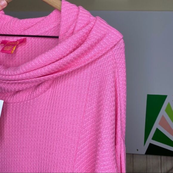 Catherine Malandrino Cowl Neck Waffle Knit Pink Top NWT SIze 1x - Picture 4 of 7